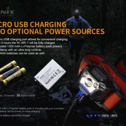 FENIX HL 18R-T LIGHTWEIGHT TRAIL RUNNING HEADLAMP - 500 LUMENS